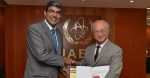 India's Ambassador Rajiva Misra hands over to IAEA Director General Yukiya Amano the instrument of ratification of India's Additional Protocol with the IAEA. IAEA, Vienna, Austria. 25 July 2014. Image Credit: Dean Calma (IAEA)