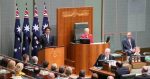 Shinzo Abe delivers speech at the Australian Parliament. Image credit: Twitter (@japangovt)