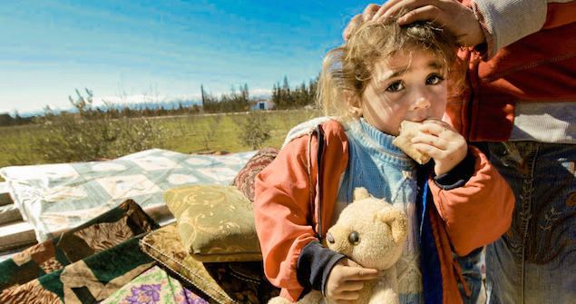 A Syrian family displaced in Qaa, Lebanon. Image Credit: Flickr (Freedom House). Creative Commons (cropped). 