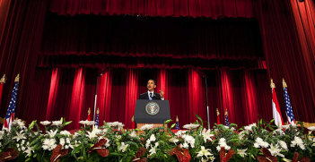 President Barack Obama speaks at Cairo University on 4 June 2009. Image credit: Wikimedia Commons (The Official White House Photostream) Creative Commons.