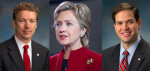 Rand Paul, Hillary Clinton and Marco Rubio. Image credit: US Senate and Marc Nozell, Creative Commons.