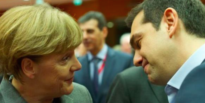 Alexis Tsipiras and Angela Merkel square off the Greek debt crisis. Photo Credit: Flickr (European Council President) Creative Commons.