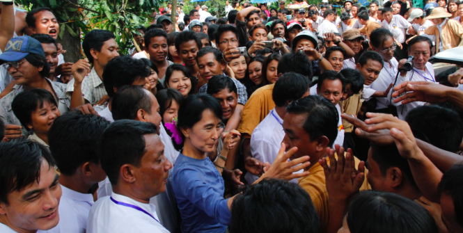 Aung San Suu Kyi remains very popular within Myanmar as the country gears up for the 2015 elections in November. Photo Credit: Wikipedia (Htoo Tay Zar) Creative Commons.