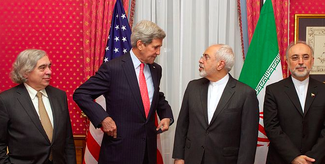 John Kerry and Mohammad Javad Zarif during Iranian nuclear negotiations. Photo Credit: Wikimedia Commons (US Department of State) Creative Commons.