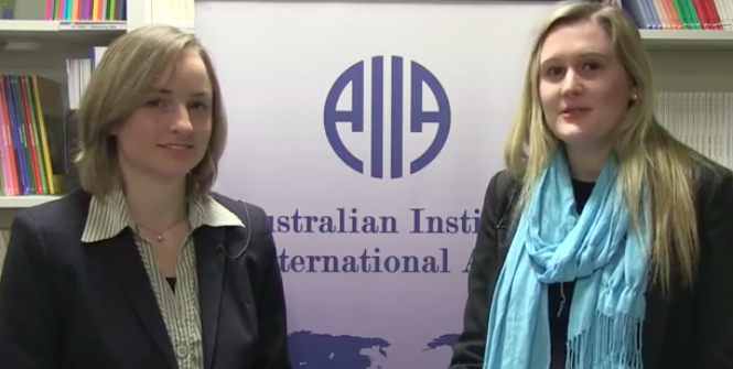 Dr Olivia Gippner and Michelle Parker conduct an interview for the AIIA, July 14, 2015.