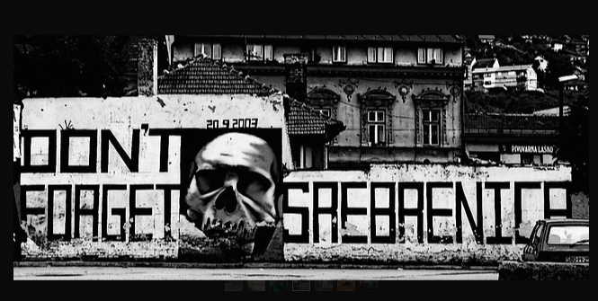 A photo taken Srebrenica of graffiti reminding people not to forget the massacre. Photo Credit: Flickr (Never-ending September) Creative Commons.
