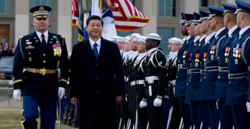 A full honors arrival ceremony welcomes Chinese Vice President Xi Jinping, center left, to the Pentagon Feb. 14, 2012. Photo Credit: Flickr (U.S. Department of Defense) Creative Commons