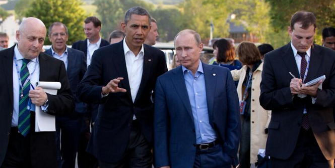 Barack Obama at a bilateral meeting with Vladimir Putin during the G8 summit in Ireland, June 17, 2013. Photo Source: Wikipedia (Russia–United States relations) Creative Commons