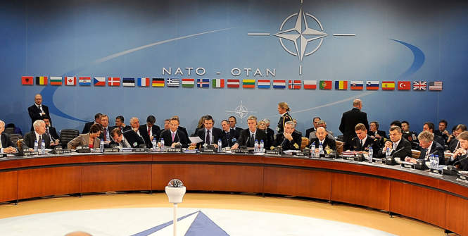 U.S. Defense Secretary Robert M. Gates and other members of NATO Ministers of Defense and of Foreign Affairs meet at NATO headquarters. Photo Source: Wikimedia Commons. Creative Commons.