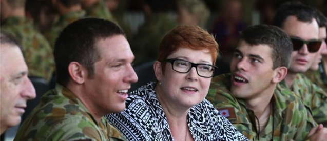 Minister for Defence Marise Payne visits Australian troops. Photo source: Marise Payne (Facebook). Creative Commons.