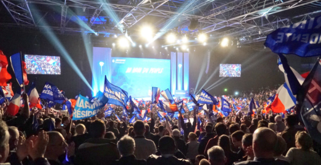 Rally by Marine Le Pen's supporters. Photo from Marine Le Pen's Twitter account.