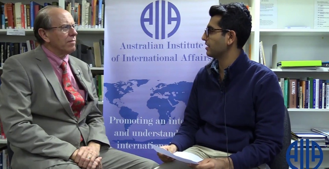 Senator the Hon David Coltart speaks to Australian Outlook Editor Karan Dhamija / Pic: AIIA