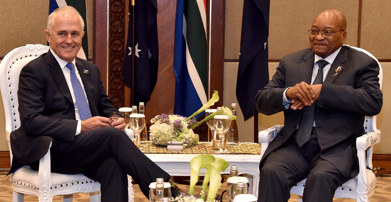 President Jacob Zuma meets with Australian Prime Minister Malcolm Turnbull.