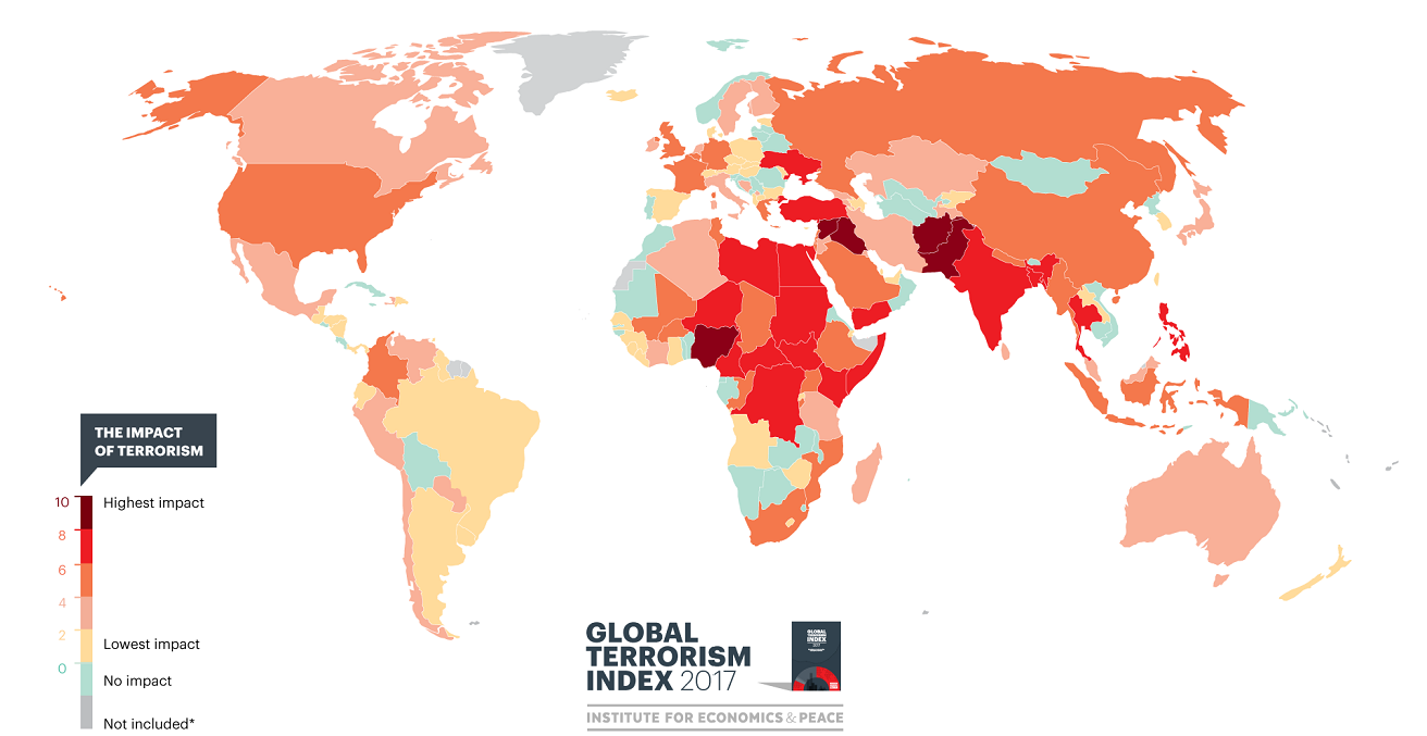 Global Terrorism Index 2017 Map