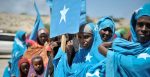 Somali women, wearing clothing with the Somali flag on it