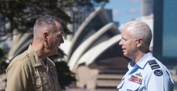 US Chairman of the Joint Chiefs of Staff, General Joseph Dunford and Australian Chief of the Defence Forces Mark Biskin (Source Twitter @JointStaff)