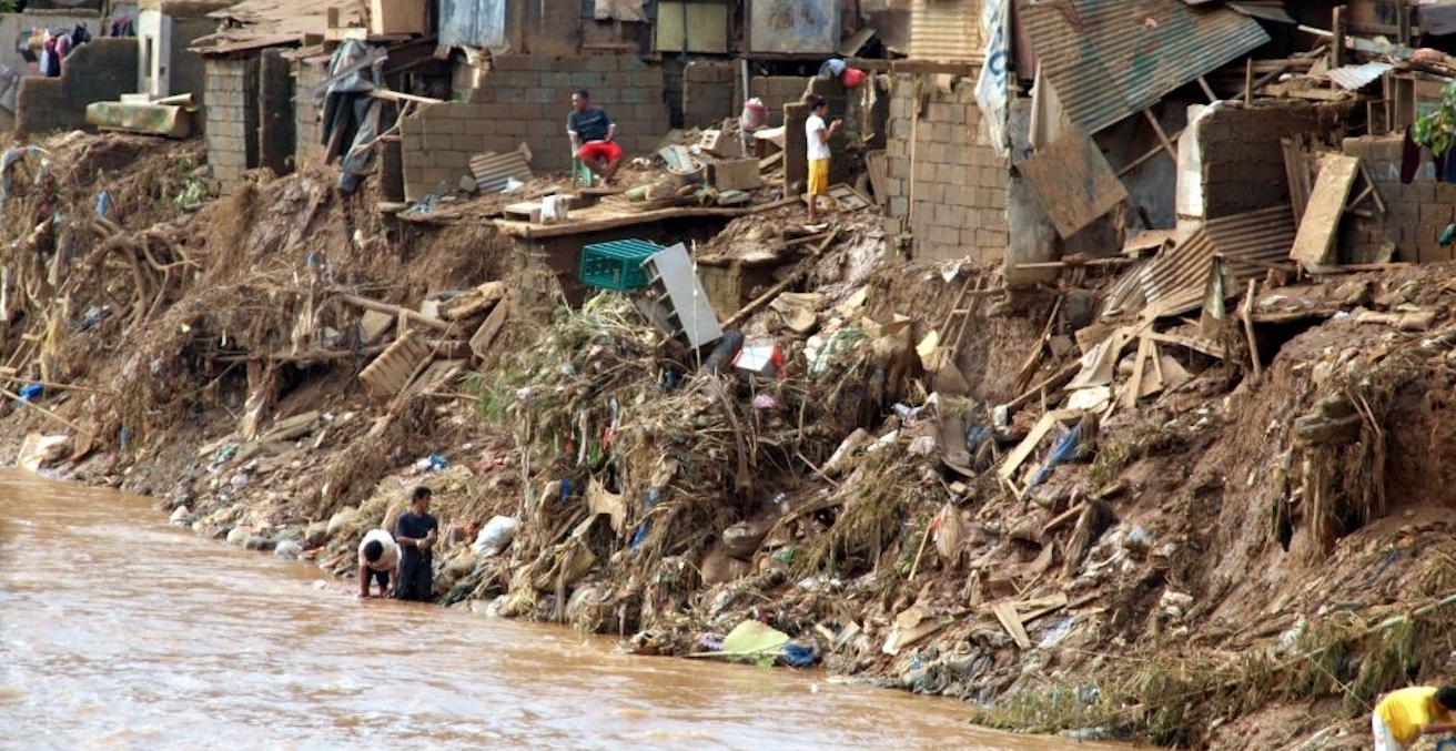 Flooded slums in Manila, Philippines