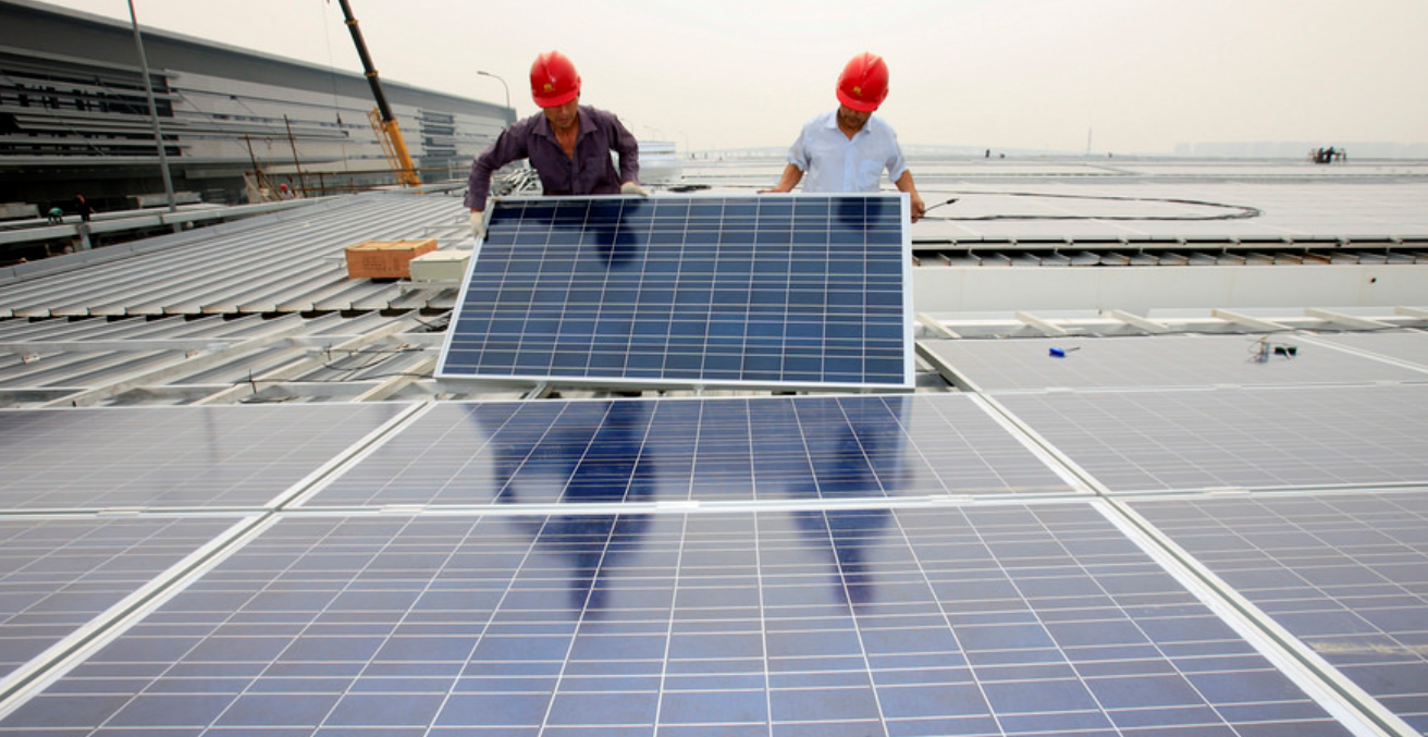 Solar panel installation in Shanghai. Source; Flickr. 