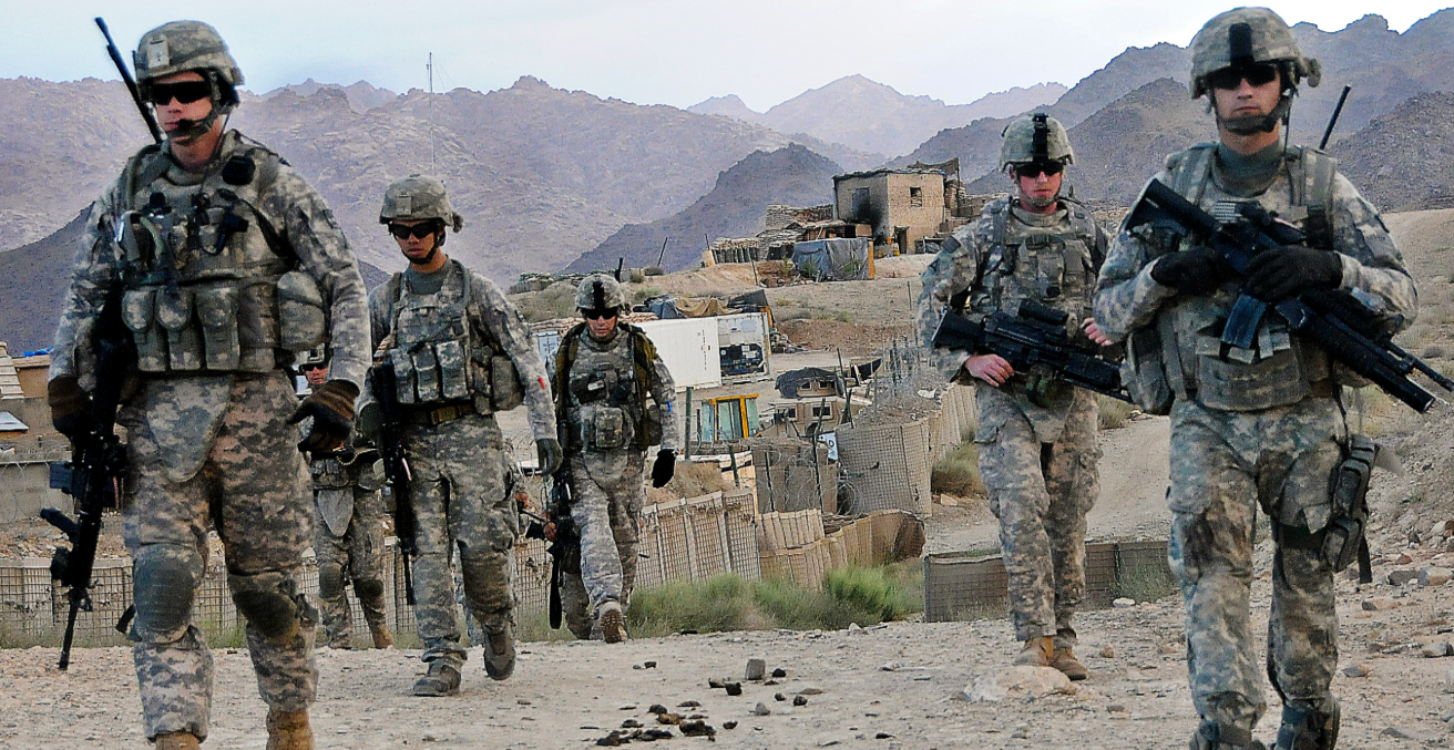U.S. Soldiers depart Forward Operating Base Baylough, Afghanistan. Source; Wikimedia Commons.