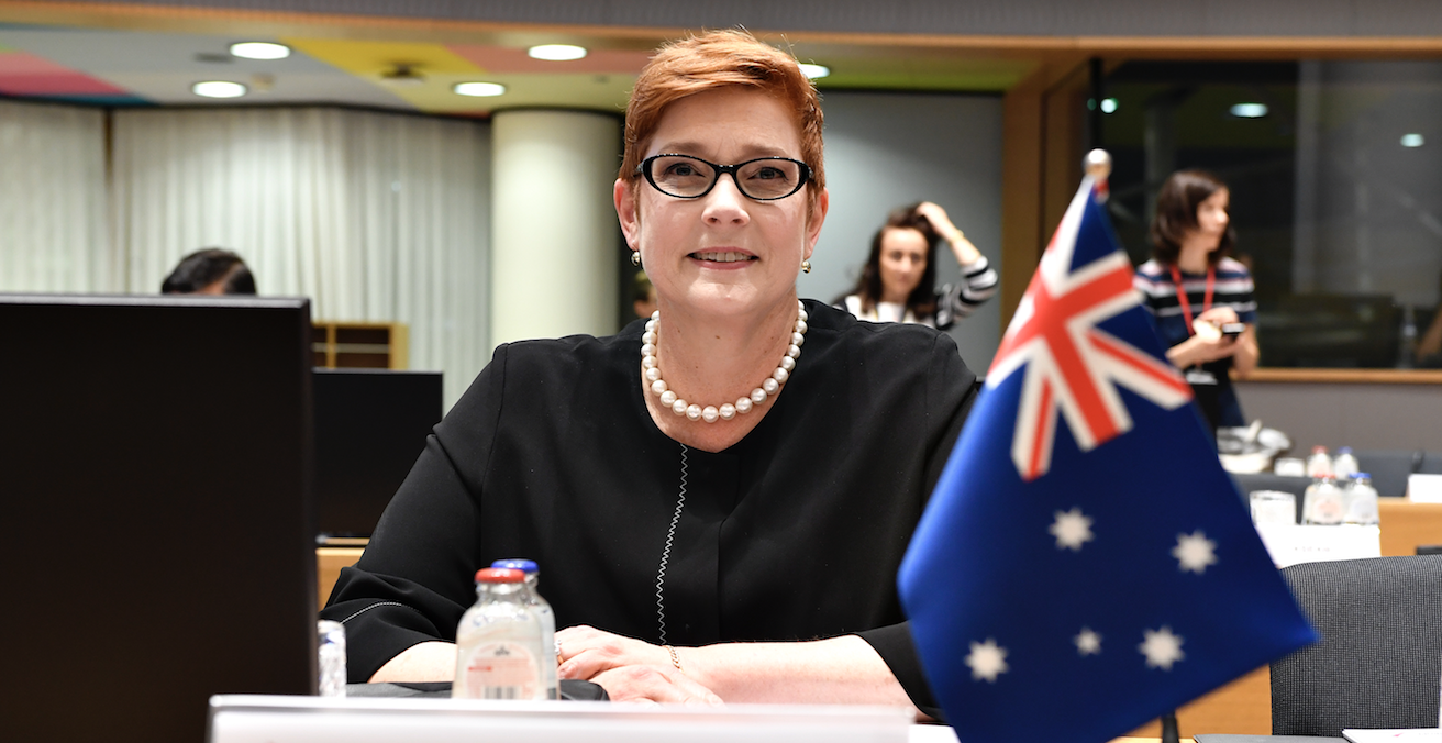 Australian Minister for Foreign Affairs Marise Payne at the Asia-Europe Meeting in Brussels in October 2018. Source: DFAT/Frederic Guerdin