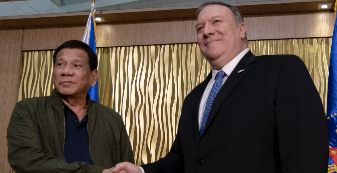 Philippine President Rodrigo Duterte met with US Secretary of State Mike Pompeo in Manila in February. Source: US Department of State, Flickr
