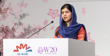 Malala Yousafzai speaks at the W20/WAW! summit in Tokyo. Source: W20/WAW! Japan