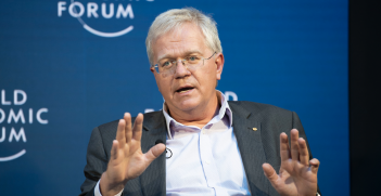 Nobel Prize winner and ANU Vice-Chancellor Brian Schmidt speaking at the World Economic Forum in Davos in January. Photo: World Economic Forum / Valeriano Di Domenico, Flickr, https://bit.ly/1hYHpKw