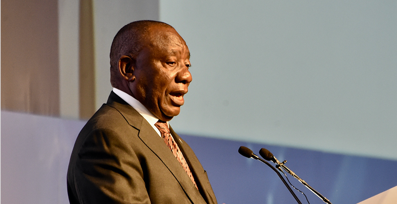 President Cyril Ramaphosa addresses the Independent Electoral Commission’s Official Announcement of the sixth National and Provincial Democratic Elections Results at the Tshwane Events Centre in Pretoria. Photo: GovernmentZA, Flickr,https://bit.ly/1dGcPd3.