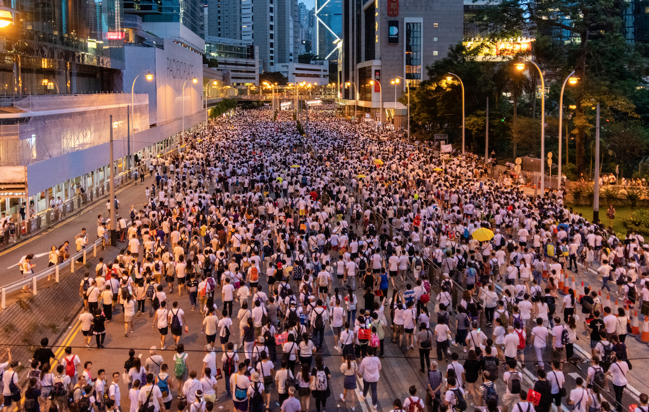 The Hong Kong People protest in their city's streets. Source: Flickr user doctorho http://bit.ly/2Mvmw5l