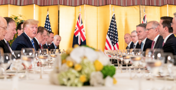 Scott Morrison at a dinner at the G20 Summit in Osaka, Japa Source: Flicker, The White House http://bit.ly/2LIwfDo