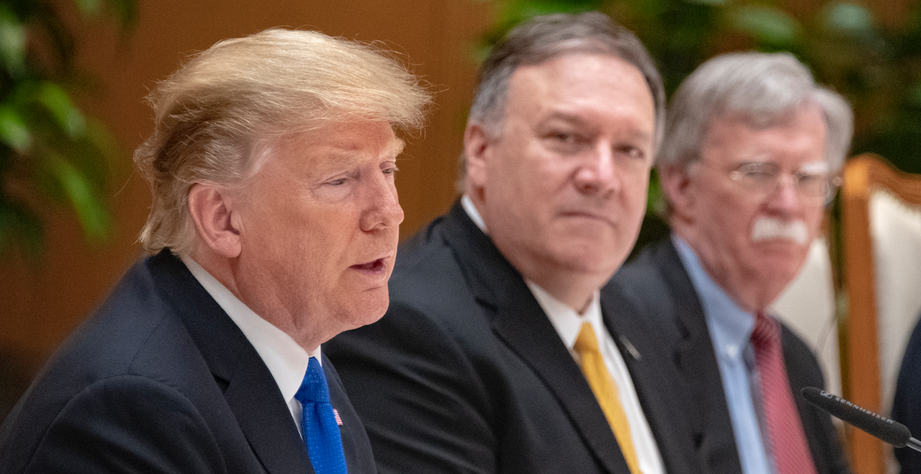 U.S. Secretary of State Michael R. Pompeo with President Donald J. Trump  in 2019 Source: Wikimedia Commons, http://bit.ly/2LCj475
