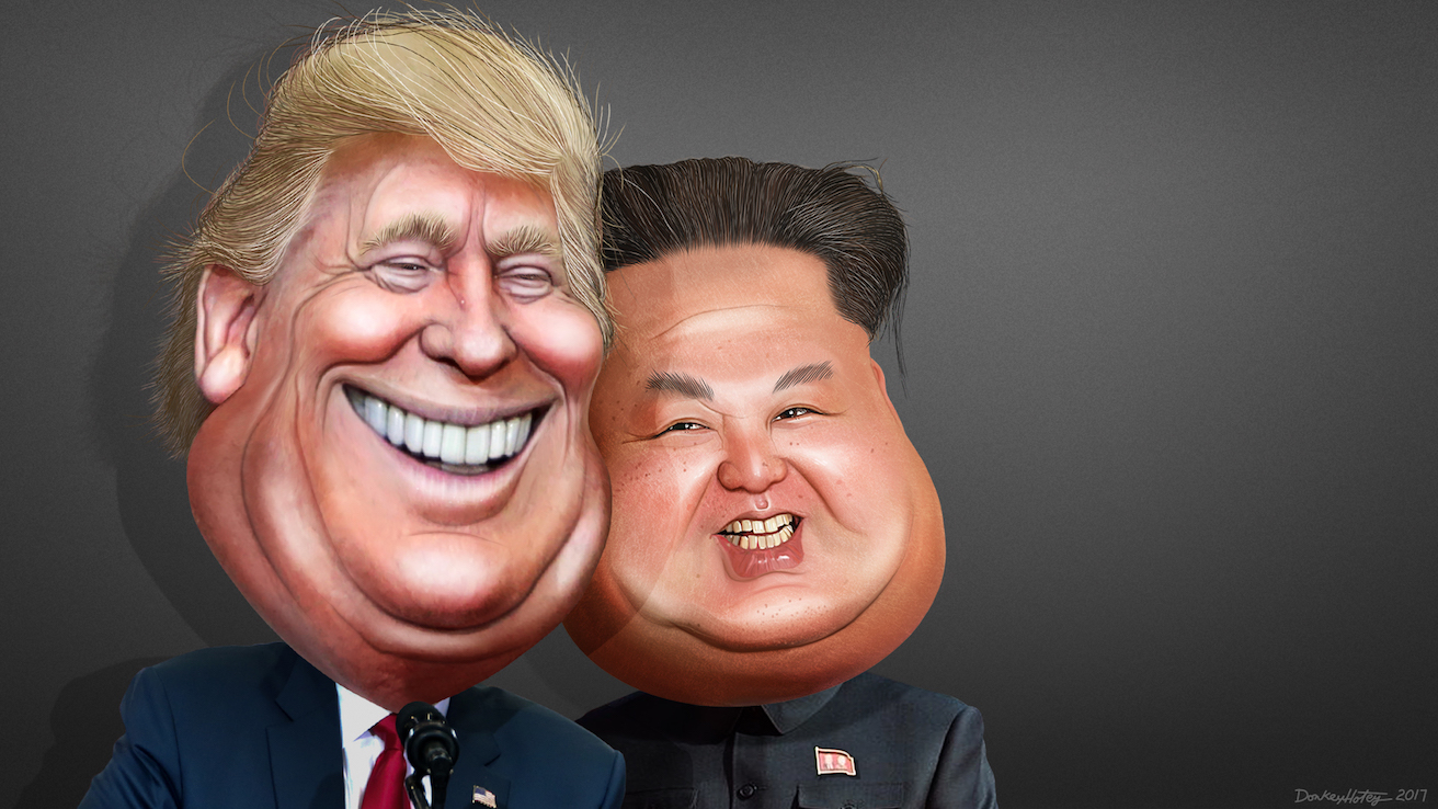Caricature of President Trump and Kim, Source: Donkey Hotey, Flickr, https://bit.ly/2HahK8g