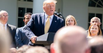 President Donald J. Trump deliver remarks on expanding healthcare coverage options for small businesses and workers Friday, June 14, 2019, in the Rose Garden of the White House, Source: The White House, Flickr, https://bit.ly/2YHycrn