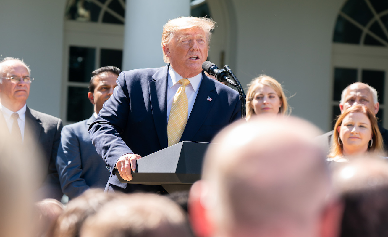 President Donald J. Trump deliver remarks on expanding healthcare coverage options for small businesses and workers Friday, June 14, 2019, in the Rose Garden of the White House, Source: The White House, Flickr, https://bit.ly/2YHycrn