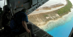 UN Secretary General Antonio Guterres surveys Tuvalu from an RAAF plane. Source: Australian Department of Defence