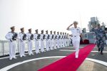 DALIAN, China (July 17, 2014) Chief of Naval Operations (CNO) Adm. Jonathan Greenert departs the People's Liberation Army Navy (PLAN) ship. U.S. Navy photo by Chief Mass Communication Specialist Peter D. Lawlor/Released)