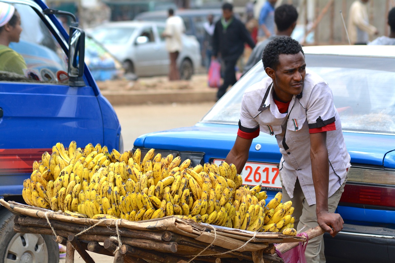 Man selling bananas. Photo by LauraDBusiness0. Source: https://bit.ly/2DZm0Wo