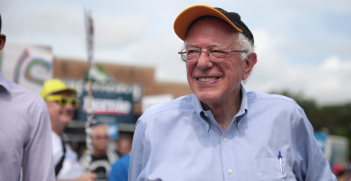 U.S. Senator Bernie Sanders walking in the Independence Day parade with supporters in Ames, Iowa. Source: Gage Skidmore https://bit.ly/384sZK9