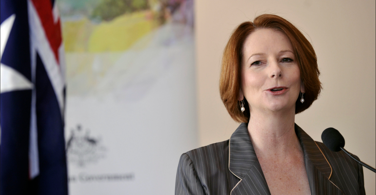 Julia Gillard speaking at the lanch of the Australian Multicultural Council. Source: Kate Lundy https://bit.ly/39zvLrJ