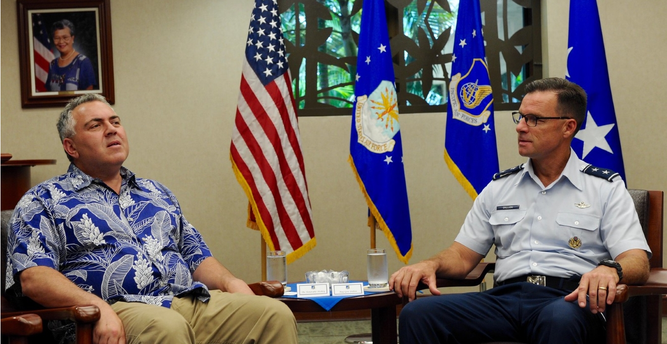 The Honorable Joe Hockey, Australian Ambassador to the U.S., visits Pacific Air Forces Headquarters, Joint Base Pearl Harbor-Hickam, Hawaii, June, 28, 2016. Source:  PACAF https://bit.ly/2vixhQA