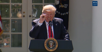 President Trump during his June 1, 2017 announcement to leave the international Paris Agreement. Source: The White House https://bit.ly/2v01jbQ