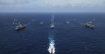 USS KITTY HAWK, At sea (Sept. 5, 2007) Naval ships from India, Australia, Japan, Singapore, and the United States steam in formation in the Bay of Bengal during Exercise Malabar. Source: Mass Communication Specialist Seaman Stephen W. Rowe https://bit.ly/2BOaP5o