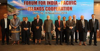 The first meeting between the heads of state from India and the Pacific Islands at Suva, Fiji in November 2014.
Photo: https://bit.ly/2Xq0807