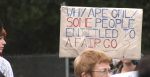 A sign from a rally in Melbourne for refugees in detention reads, 