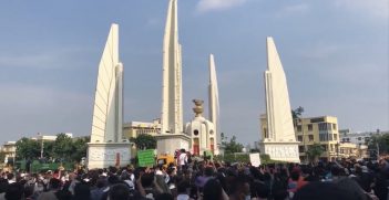 Protest in Bangkok on July 18, 2020 in front of the Democracy Monument.
Source: https://bit.ly/35hbYyy
