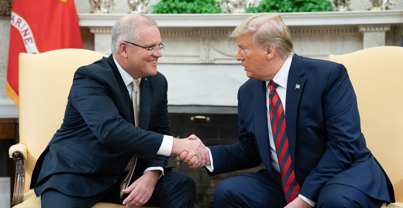 President Donald J. Trump participates in a bilateral meeting with Australian Prime Minister Scott Morrison Friday, Sept. 20, 2019, to the Oval Office of the White House
Source: Official White House Photo by Shealah Craighead, https://bit.ly/2RN2GCr