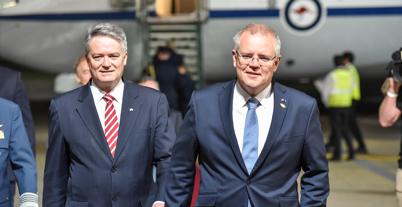 Australian Prime Minister Scott Morrison and Minister for Finance Mattias Cormann.  Source: G20 Argentina https://bit.ly/33EJfRH