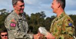 40th Infantry Division commander and Australian CFLCC commander exchange gifts. Source: Army National Guard/Staff Sgt. Emily Suhr https://bit.ly/3mYpgW7