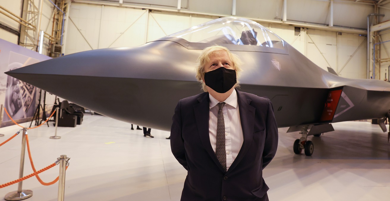 22/03/2021. Preston, United Kingdom. Boris Johnson visits BAE Systems Warton. BAE Systems.The Prime Minister Boris Johnson visits BAE Systems at Warton Aerodrome, Preston. Source: Andrew Parsons https://bit.ly/3vW7xE8