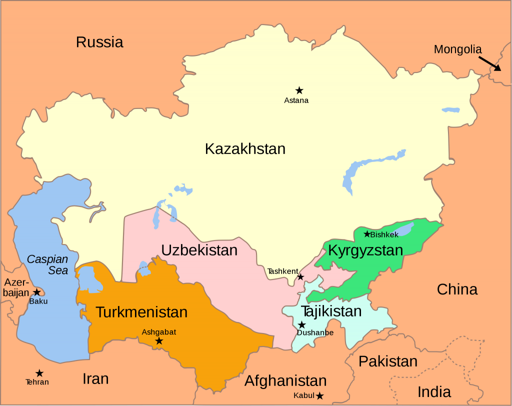 Political Map of the Caucasus and Central Asia, 2008. Source: Themightyquill https://bit.ly/3jkArde